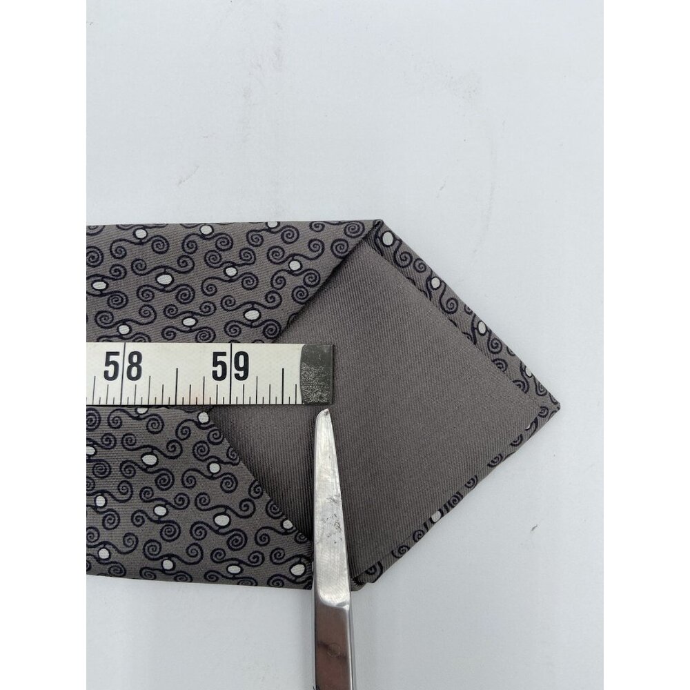 Hermès Necktie 100% Silk Tie Gray White H-Pattern Geometric Paris France EUC - Picture 7 of 8